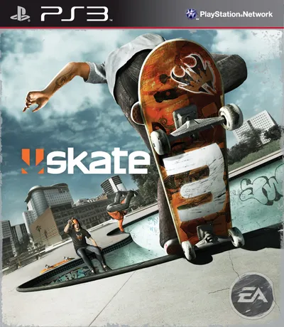 Official Skate 3 cover artwork with skate branding and a skateboarder